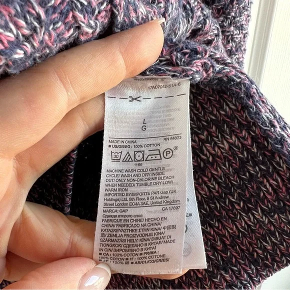 GAP Marled Cable Knit Sweater Purple Blue Cotton Lagenlook Office Teacher Preppy - Picture 5 of 6